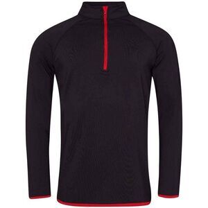 AWDis Cool Mens Half Zip Sweat Top / Jet Black/Fire Red